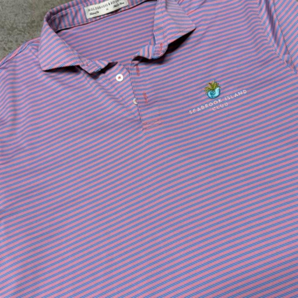 Holderness & Bourne Men's Performance Golf Polo Striped Seabrook Island Sz M